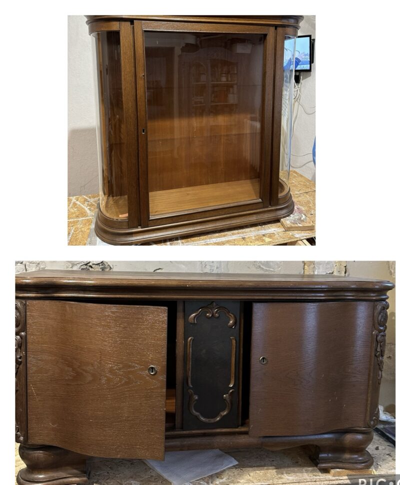 Antike Vitrine Blau/Sand – Bild 2